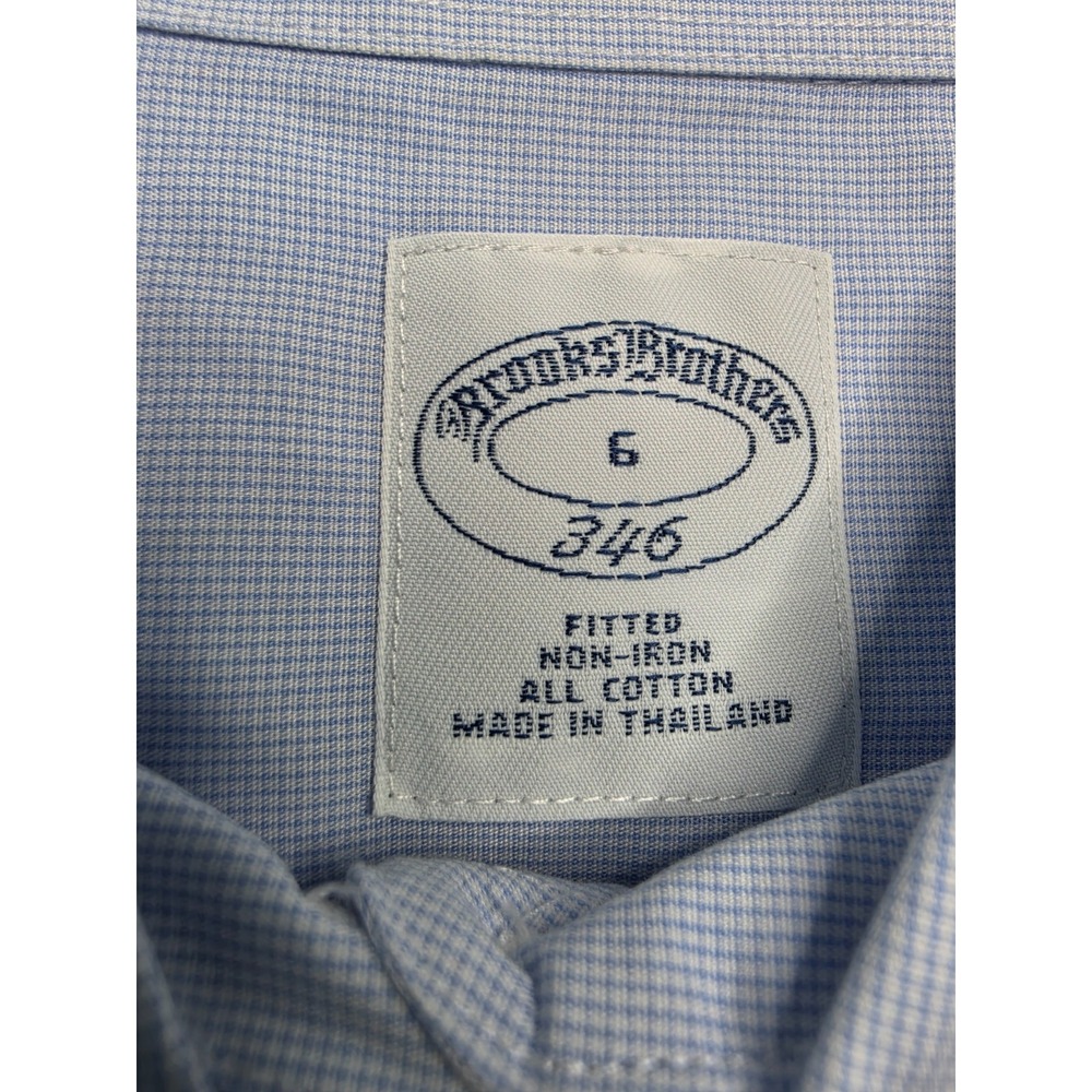 Brooks Brothers 346 Shirt Women's 6 Blue Check Cotton Fitted Non-Iron Button-Up - Picture 4 of 6